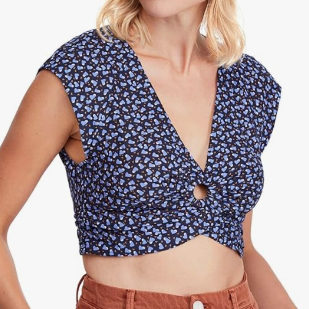 Free People Havana Honey Blue Heart Crop Top